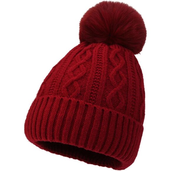 Women's Grey Warm Fleece Lined Knit Cuff Thermal Winter Hat with Fashion Forward - Picture 3 of 7